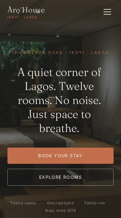 Arọ'House — mobile view