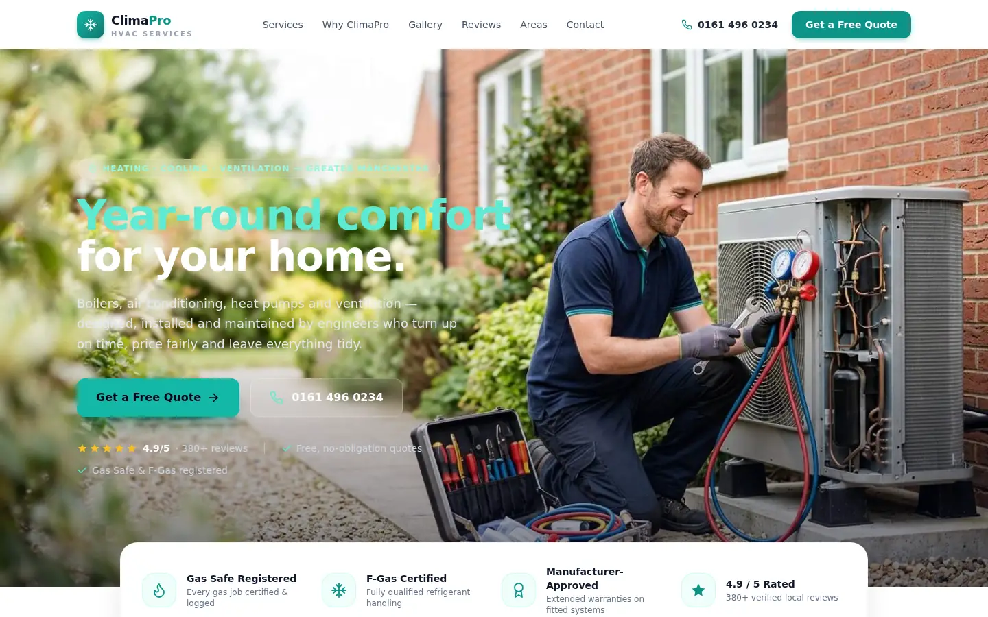 ClimaPro HVAC — desktop view