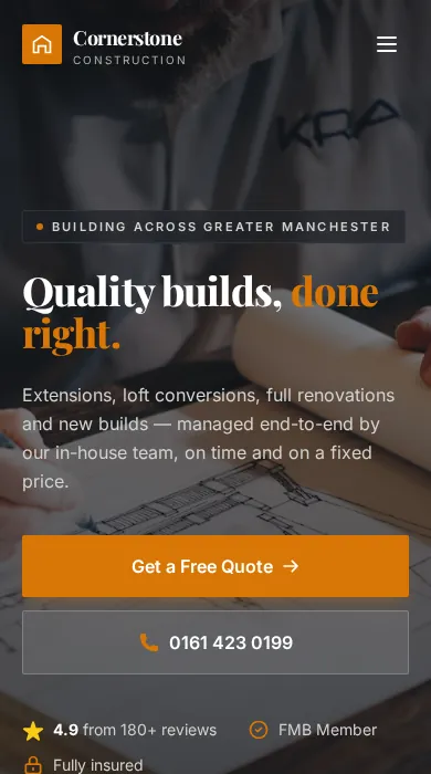 Cornerstone Construction — mobile view