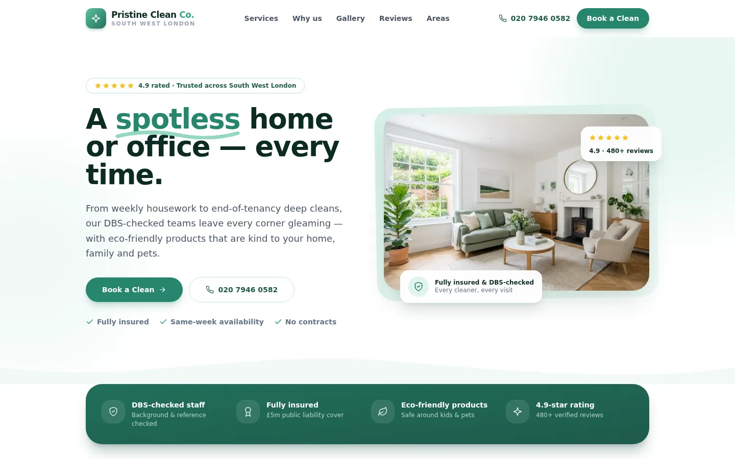 Pristen Clean — desktop view