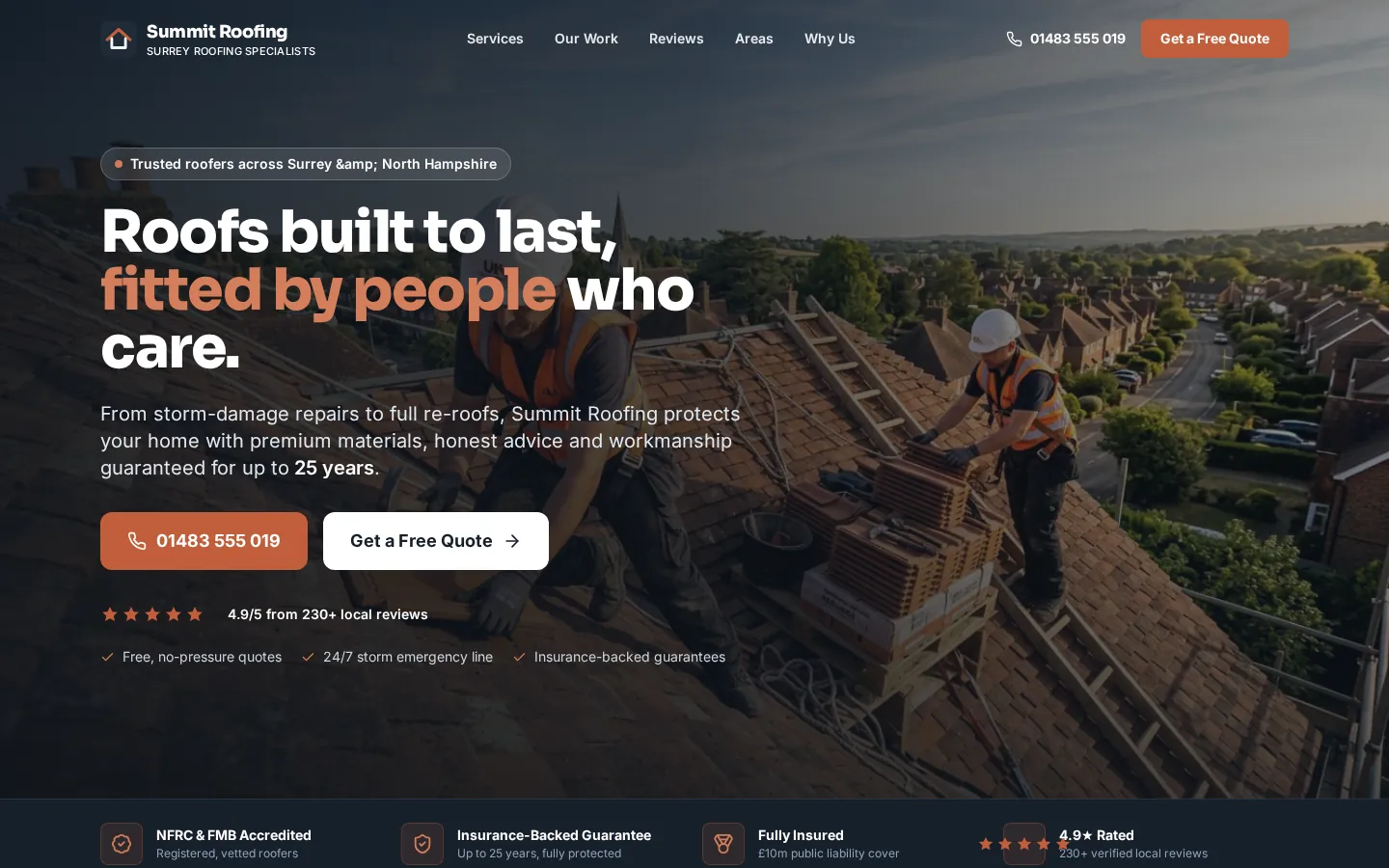 Summit Roofing — desktop view